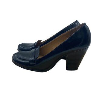 Eürosoft by Sofft Randi Pump 3" Heels Shoes Women 7 Black Leather Stacked Chunky